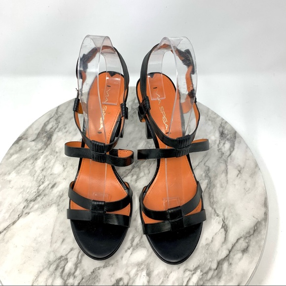 Via Spiga Ruslana Open Toe Black Minimalist Sandal 8 Summer Cocktail Resort Chic - Picture 6 of 16